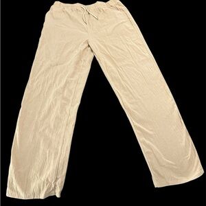 Beige Wide-Leg Pants